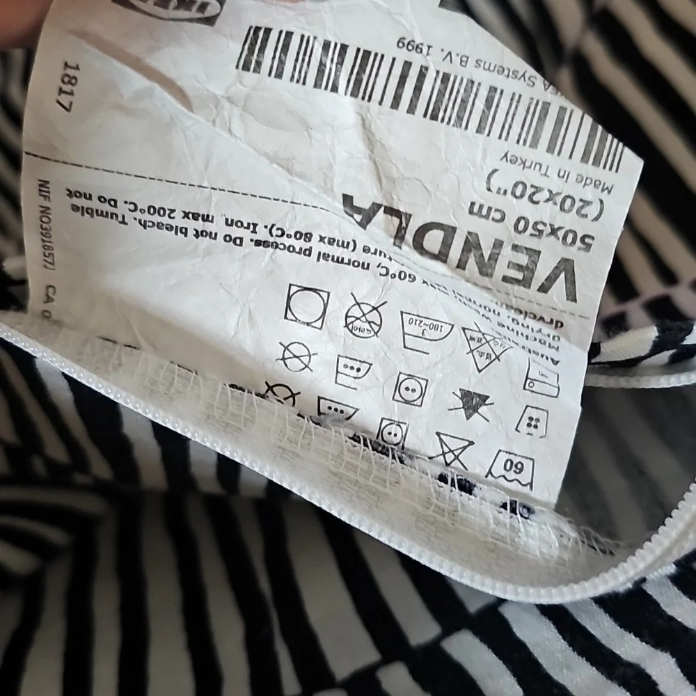 IKEA VENDLA Pillow Cover Black White Stripes